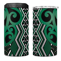 Maori Taniko Patterns 4 in 1 Can Cooler Tumbler Pounamu Patiki Motifs Mix Whakairo Ngaru