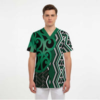 Maori Taniko Patterns Scrub Top Pounamu Patiki Motifs Mix Whakairo Ngaru - Polynesian Pride