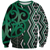 Maori Taniko Patterns Sweatshirt Pounamu Patiki Motifs Mix Whakairo Ngaru