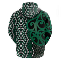 Maori Taniko Patterns Zip Hoodie Pounamu Patiki Motifs Mix Whakairo Ngaru