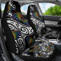 Aotearoa Takatapui Pride Car Seat Cover Rainbow Butterfly - Free To Love
