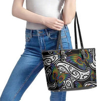 Aotearoa Takatapui Pride Leather Tote Bag Rainbow Butterfly - Free To Love LT7 - Polynesian Pride
