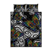 Aotearoa Takatapui Pride Quilt Bed Set Rainbow Butterfly - Free To Love