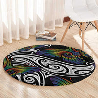 Aotearoa Takatapui Pride Round Carpet Rainbow Butterfly - Free To Love LT7 - Polynesian Pride