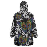 Aotearoa Takatapui Pride Wearable Blanket Hoodie Rainbow Butterfly - Free To Love
