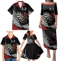 New Zealand Darts Personalised Family Matching Puletasi and Hawaiian Shirt Silver Fern Dynamic