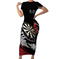 New Zealand Darts Personalised Family Matching Short Sleeve Bodycon Dress and Hawaiian Shirt Silver Fern Dynamic