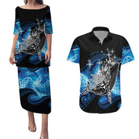 Maori Matariki Te Araroa Paikea Starry Couples Matching Puletasi and Hawaiian Shirt Tangaroa Whakatauki LT7 Black - Polynesian Pride