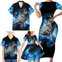 Maori Matariki Te Araroa Paikea Starry Family Matching Short Sleeve Bodycon Dress and Hawaiian Shirt Tangaroa Whakatauki