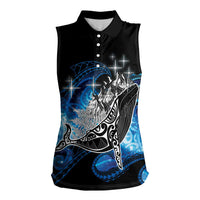 Maori Matariki Te Araroa Paikea Starry Women Sleeveless Polo Shirt Tangaroa Whakatauki LT7 Female Black - Polynesian Pride