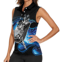 Maori Matariki Te Araroa Paikea Starry Women Sleeveless Polo Shirt Tangaroa Whakatauki LT7 - Polynesian Pride