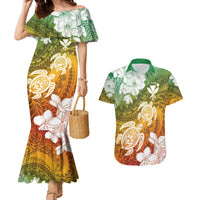 Kanaka Maoli Hawaii Flag Day Couples Matching Mermaid Dress and Hawaiian Shirt Vibrant Frangipani LT7 Colorful - Polynesian Pride