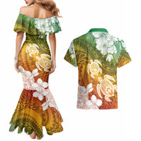 Kanaka Maoli Hawaii Flag Day Couples Matching Mermaid Dress and Hawaiian Shirt Vibrant Frangipani LT7 - Polynesian Pride