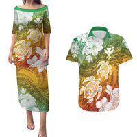 Kanaka Maoli Hawaii Flag Day Couples Matching Puletasi and Hawaiian Shirt Vibrant Frangipani LT7 Colorful - Polynesian Pride