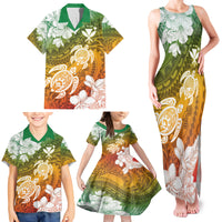 Kanaka Maoli Hawaii Flag Day Family Matching Tank Maxi Dress and Hawaiian Shirt Vibrant Frangipani