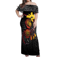 Personalized Papua New Guinea Milne Bay Off Shoulder Maxi Dress Bagi Necklace Mix Lime Pot Grunge