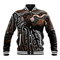 Aotearoa Maori - Australia Indigenous Baseball Jacket Koiri Whakairo Mix Aboriginal Art - Polynesian Pride