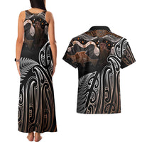 Aotearoa Maori - Australia Indigenous Couples Matching Tank Maxi Dress and Hawaiian Shirt Koiri Whakairo Mix Aboriginal Art - Polynesian Pride