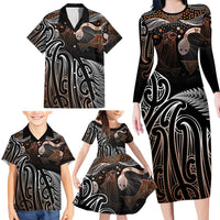Aotearoa Maori - Australia Indigenous Family Matching Long Sleeve Bodycon Dress and Hawaiian Shirt Koiri Whakairo Mix Aboriginal Art - Polynesian Pride