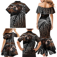 Aotearoa Maori - Australia Indigenous Family Matching Mermaid Dress and Hawaiian Shirt Koiri Whakairo Mix Aboriginal Art - Polynesian Pride