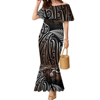 Aotearoa Maori - Australia Indigenous Family Matching Mermaid Dress and Hawaiian Shirt Koiri Whakairo Mix Aboriginal Art - Polynesian Pride