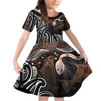 Aotearoa Maori - Australia Indigenous Family Matching Off Shoulder Short Dress and Hawaiian Shirt Koiri Whakairo Mix Aboriginal Art - Polynesian Pride