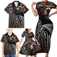Aotearoa Maori - Australia Indigenous Family Matching Short Sleeve Bodycon Dress and Hawaiian Shirt Koiri Whakairo Mix Aboriginal Art - Polynesian Pride