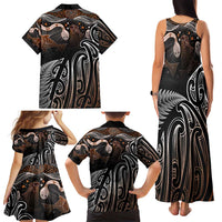 Aotearoa Maori - Australia Indigenous Family Matching Tank Maxi Dress and Hawaiian Shirt Koiri Whakairo Mix Aboriginal Art - Polynesian Pride