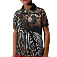 Aotearoa Maori - Australia Indigenous Kid Polo Shirt Koiri Whakairo Mix Aboriginal Art - Polynesian Pride