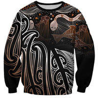 Aotearoa Maori - Australia Indigenous Sweatshirt Koiri Whakairo Mix Aboriginal Art - Polynesian Pride