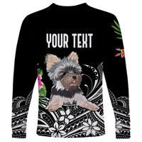 Personalised Polynesian Long Sleeve Shirt With Yorkshire Terrier Floral Style LT7 - Polynesian Pride