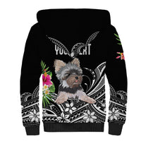 Personalised Polynesian Sherpa Hoodie With Yorkshire Terrier Floral Style LT7 - Polynesian Pride