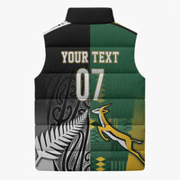 Custom Rugby South Africa New Zealand Greatest Rivals Sleeveless Puffer Jacket Tribal Motifs LT7 - Polynesian Pride