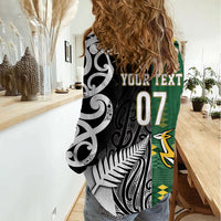 Custom Rugby South Africa New Zealand Greatest Rivals Women Casual Shirt Tribal Motifs LT7 - Polynesian Pride