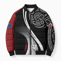 Aotearoa Maori Rugby Custom Bomber Puffer Jacket Kapa O Pango LT7 Unisex Black - Polynesian Pride