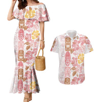 Christmas Aloha Hawaii Tiki Couples Matching Mermaid Dress and Hawaiian Shirt Hibiscus Spring Colors - Polynesian Pride