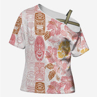 Christmas Aloha Hawaii Tiki Cross Shoulder Shirt Hibiscus Spring Colors - Polynesian Pride