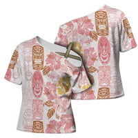 Christmas Aloha Hawaii Tiki Cross Shoulder Shirt Hibiscus Spring Colors - Polynesian Pride