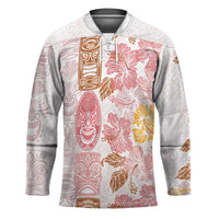Christmas Aloha Hawaii Tiki Hockey Jersey Hibiscus Spring Colors LT7 Unisex Pink - Polynesian Pride