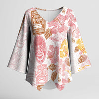 Christmas Aloha Hawaii Tiki Kimono Sleeve Blouse Hibiscus Spring Colors - Polynesian Pride