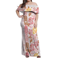 Christmas Aloha Hawaii Tiki Off Shoulder Maxi Dress Hibiscus Spring Colors LT7 Women Pink - Polynesian Pride