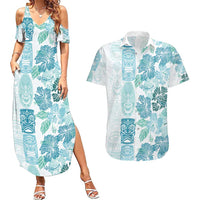 Christmas Aloha Hawaii Tiki Couples Matching Summer Maxi Dress and Hawaiian Shirt Hibiscus Summer Colors - Polynesian Pride