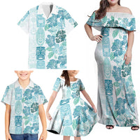 Christmas Aloha Hawaii Tiki Family Matching Off Shoulder Maxi Dress and Hawaiian Shirt Hibiscus Summer Colors - Polynesian Pride