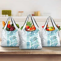 Christmas Aloha Hawaii Tiki Grocery Bag Hibiscus Summer Colors LT7 3-pack One Size Turquoise - Polynesian Pride