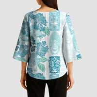 Christmas Aloha Hawaii Tiki Kimono Sleeve Blouse Hibiscus Summer Colors - Polynesian Pride