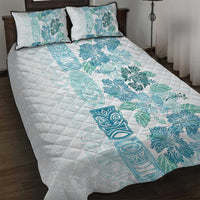 Christmas Aloha Hawaii Tiki Quilt Bed Set Hibiscus Summer Colors - Polynesian Pride