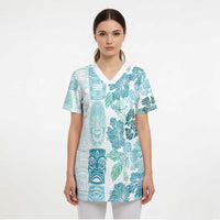 Christmas Aloha Hawaii Tiki Scrub Top Hibiscus Summer Colors - Polynesian Pride