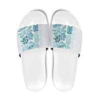 Christmas Aloha Hawaii Tiki Slide Sandals Hibiscus Summer Colors LT7 Turquoise - Polynesian Pride