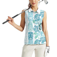 Christmas Aloha Hawaii Tiki Women Sleeveless Polo Shirt Hibiscus Summer Colors - Polynesian Pride