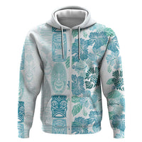 Christmas Aloha Hawaii Tiki Zip Hoodie Hibiscus Summer Colors - Polynesian Pride